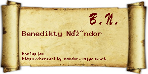 Benedikty Nándor névjegykártya